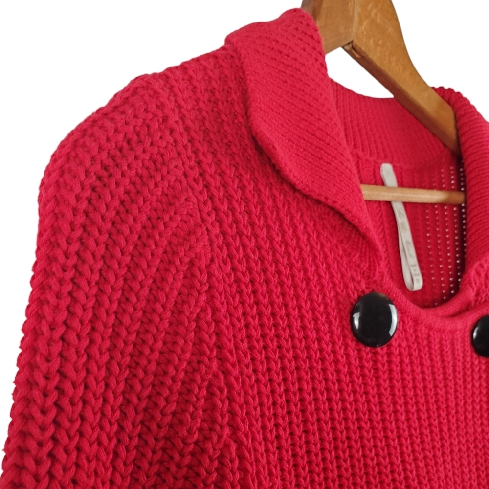 Women's Leo & Nicole Cotton knit cardigan. Red. MED - Picture 3 of 12